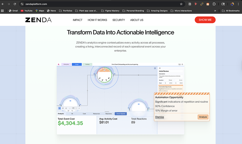 Zenda website feature screenshot